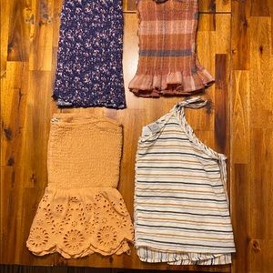 Lot of 4 Juniors Tube & Strapped Tops Medium